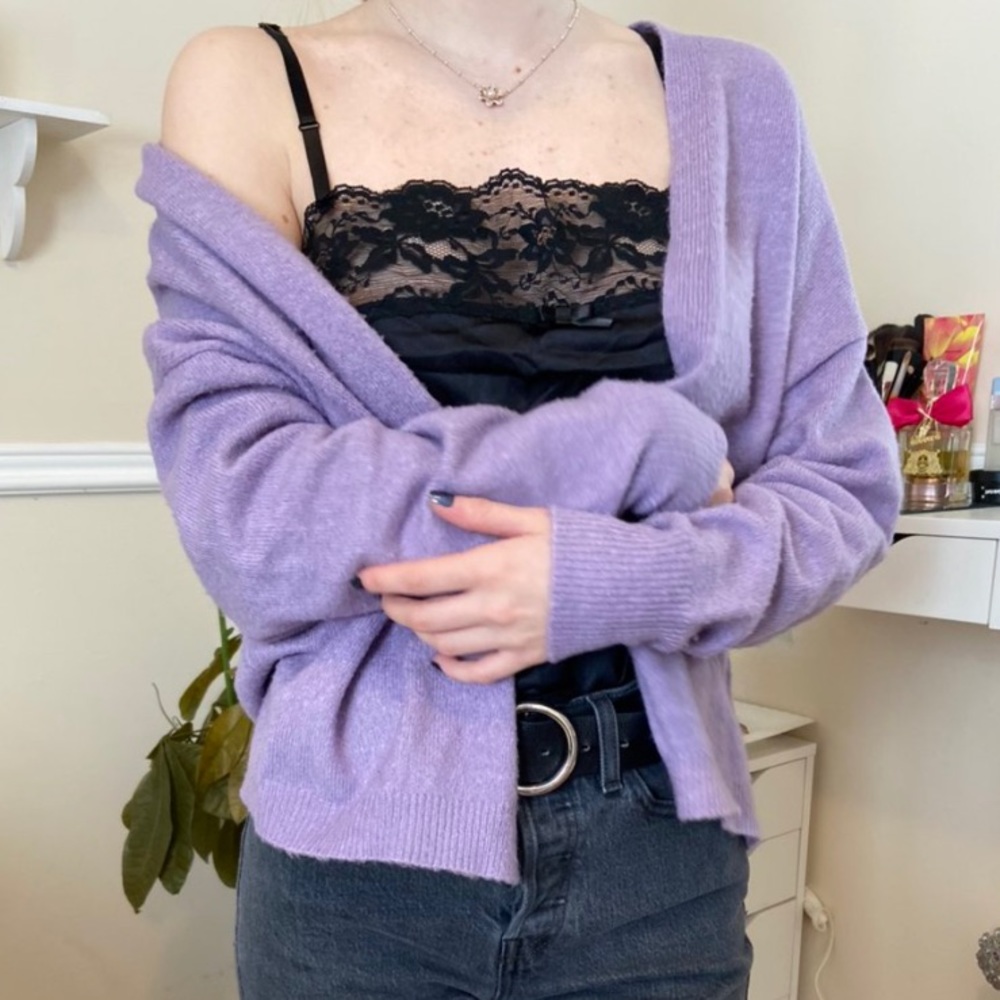 Purple wool cardigan